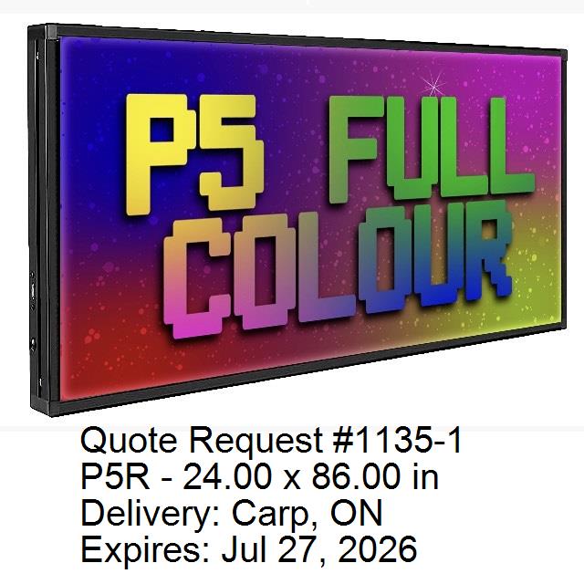Order/Deposit for Custom P5R Sign 24.00x86.00 in delivered to Carp, ON