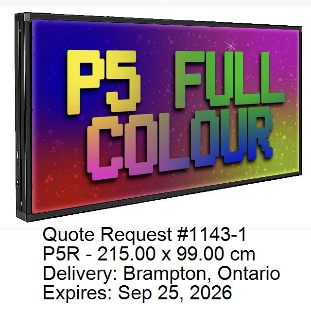 Order/Deposit for Custom P5R Sign 215.00x99.00 cm delivered to Brampton, Ontario